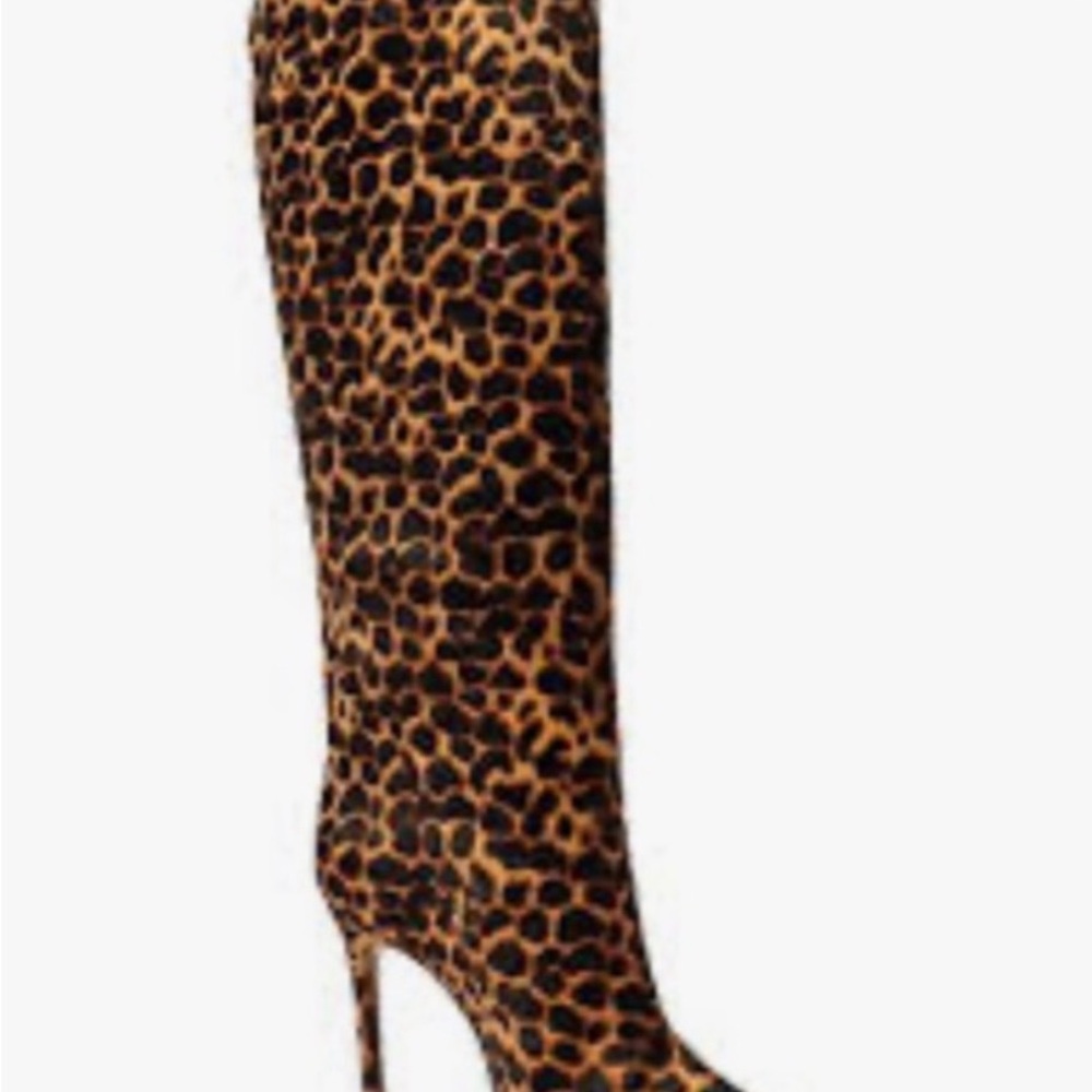 Leopard Print Knee-High Stiletto Boots - Women